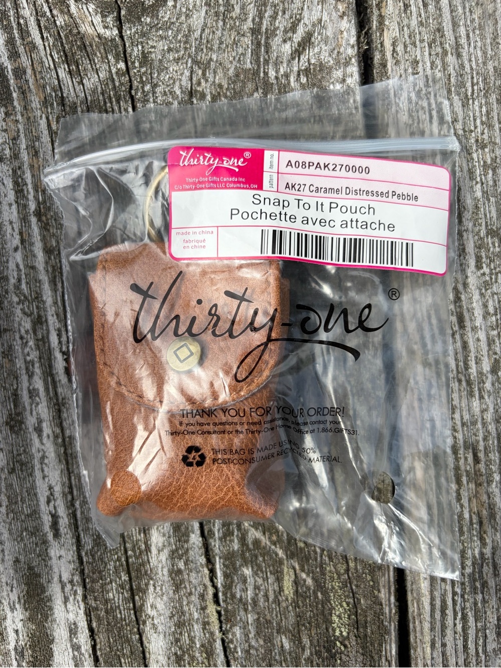 thirty-one Caramel Snap To It Pouch - Pebble Texture